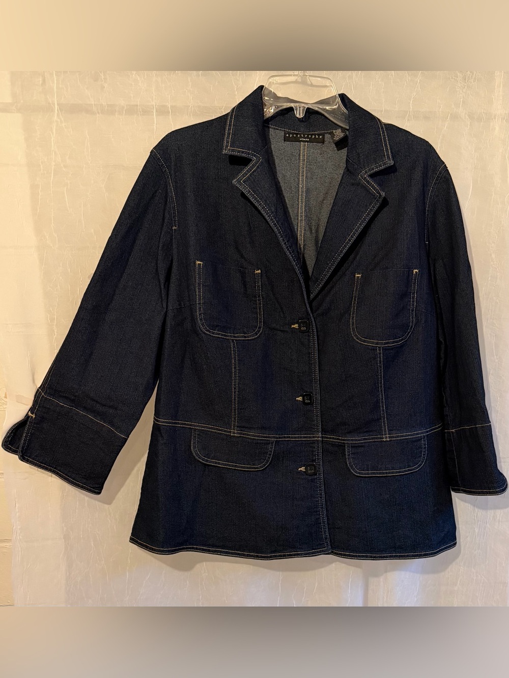 Apostrophe Dark Indigo Denim Blazer Jacket Size 18